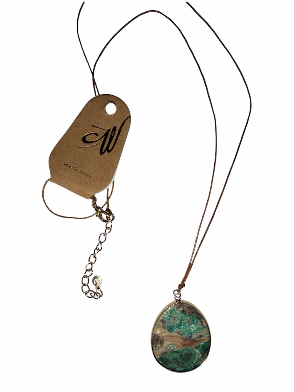 CW Green Marble Stone Pendant Necklace - Picture 2 of 5